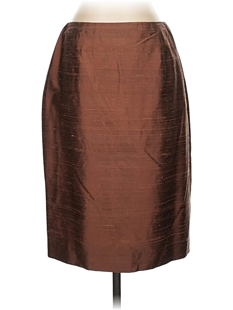 Pre-owned Kay Unger Silk Skirt In Brown
