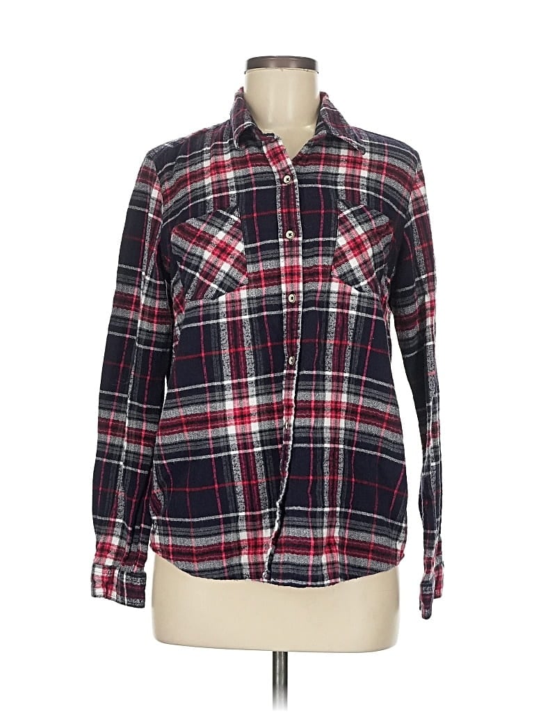 Pre-owned Natural Reflections Long Sleeve Button Down Shirt In Burgundy