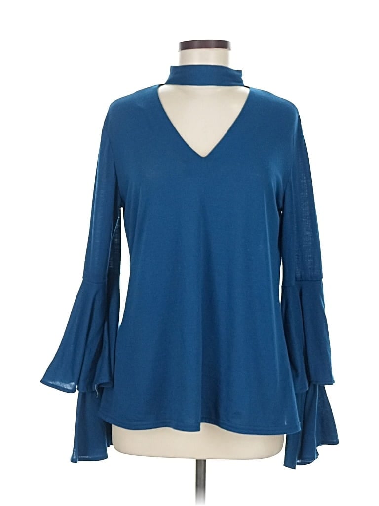 Pre-owned Assorted Brands Long Sleeve Blouse In Blue