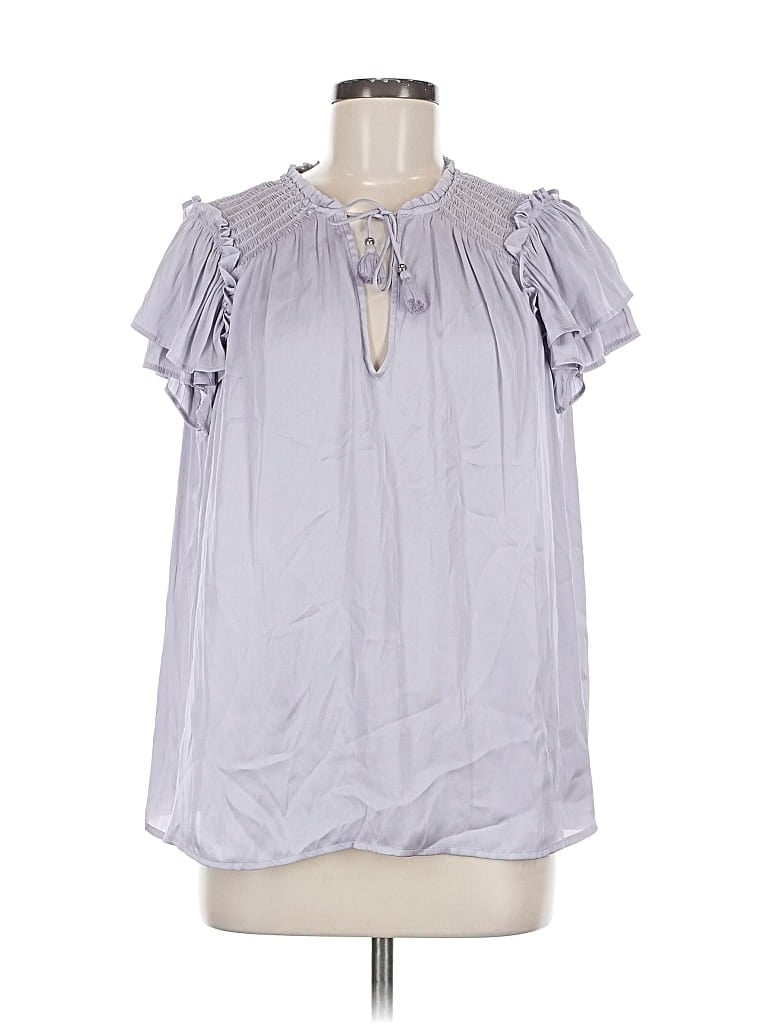 Pre-owned Paige Short Sleeve Blouse In Gray