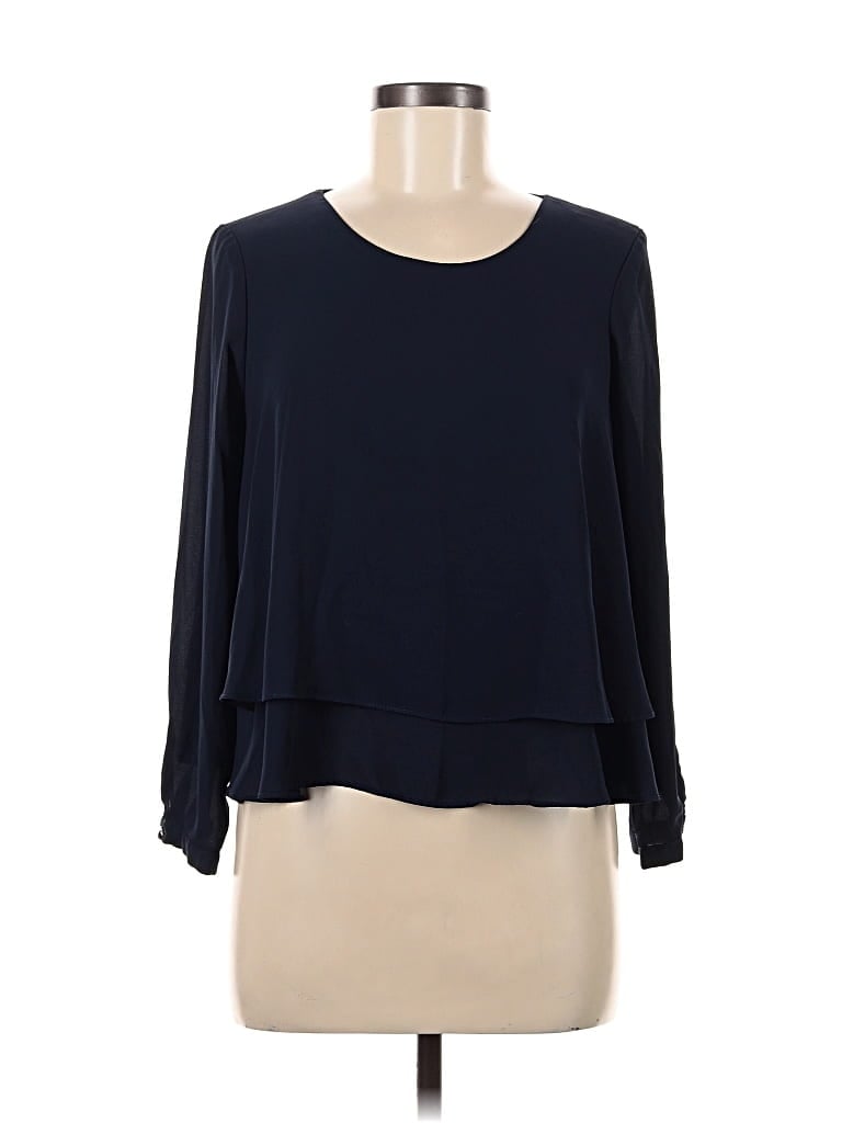 Pre-owned Zara Basic Long Sleeve Blouse In Blue