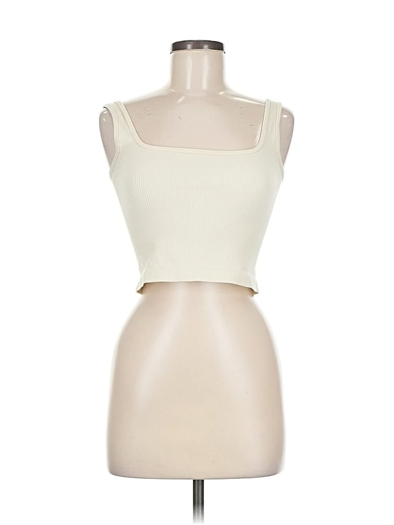 Pre-owned Oqq Tank Top Ivory Strapless Neckline Tops In White