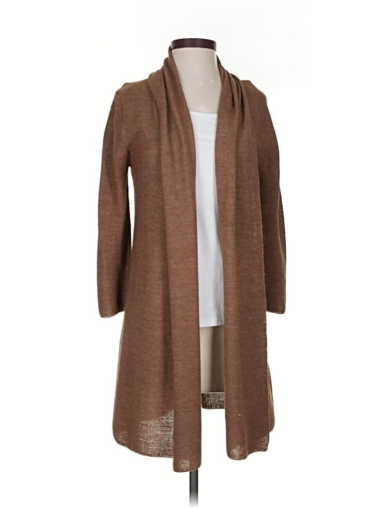 Pre-owned Peruvian Connection Wool Cardigan Sweater In Brown