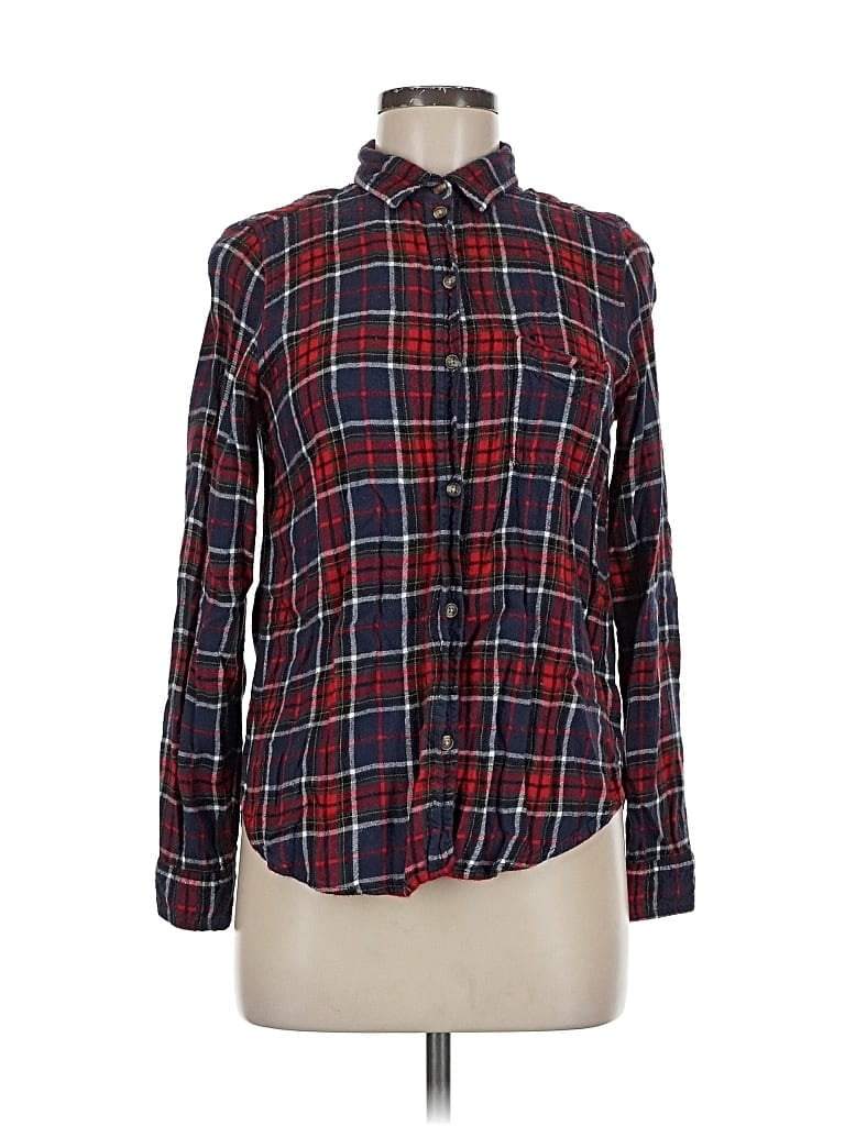 Pre-owned American Eagle Outfitters Long Sleeve Button Down Shirt In Red