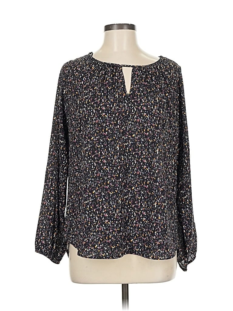 Pre-owned Mia + Tess Long Sleeve Blouse In Black