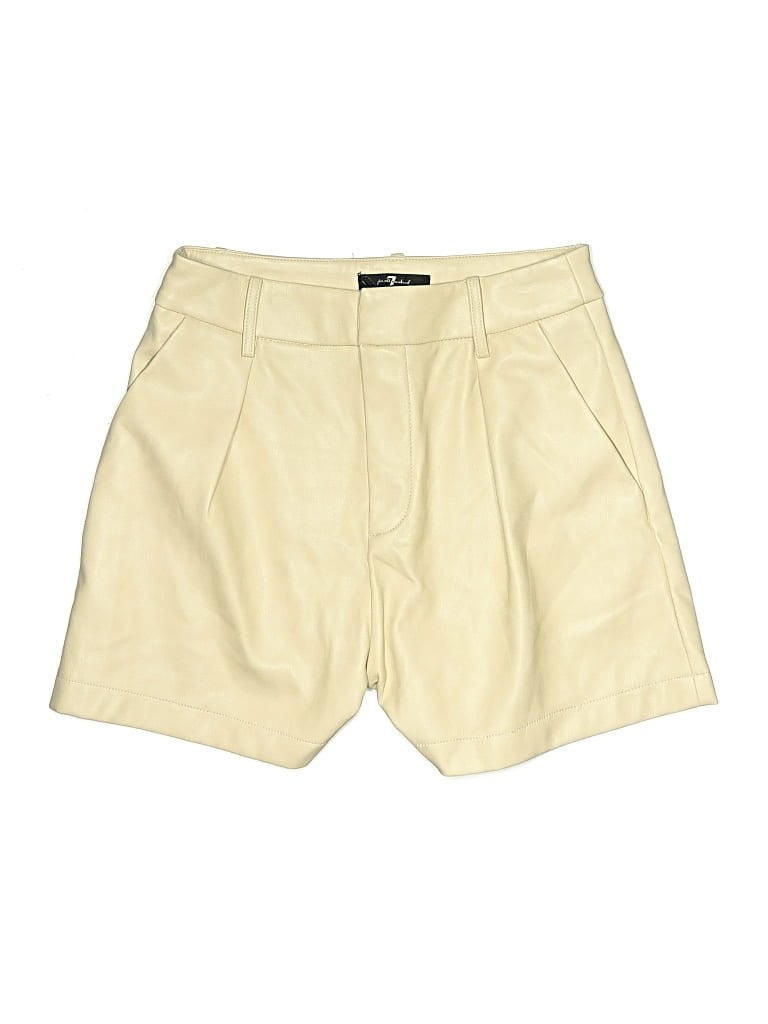 Pre-owned 7 For All Mankind Faux Leather Shorts In Yellow