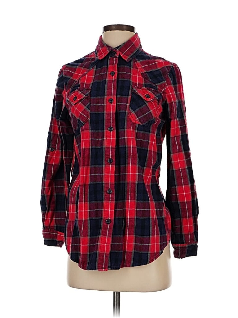 Pre-owned Twenty One Long Sleeve Button Down Shirt In Red