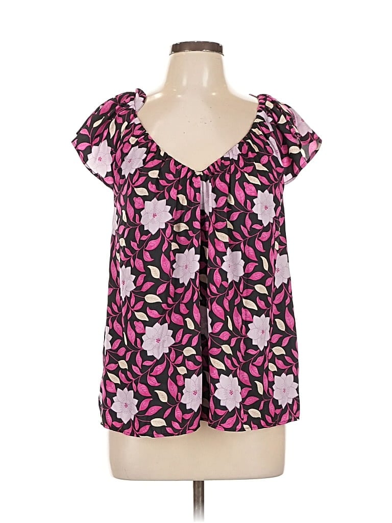 Pre-owned Ann Taylor Short Sleeve Blouse In Pink