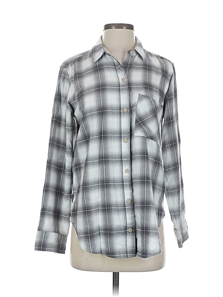 Pre-owned Abercrombie & Fitch Long Sleeve Button Down Shirt In Silver