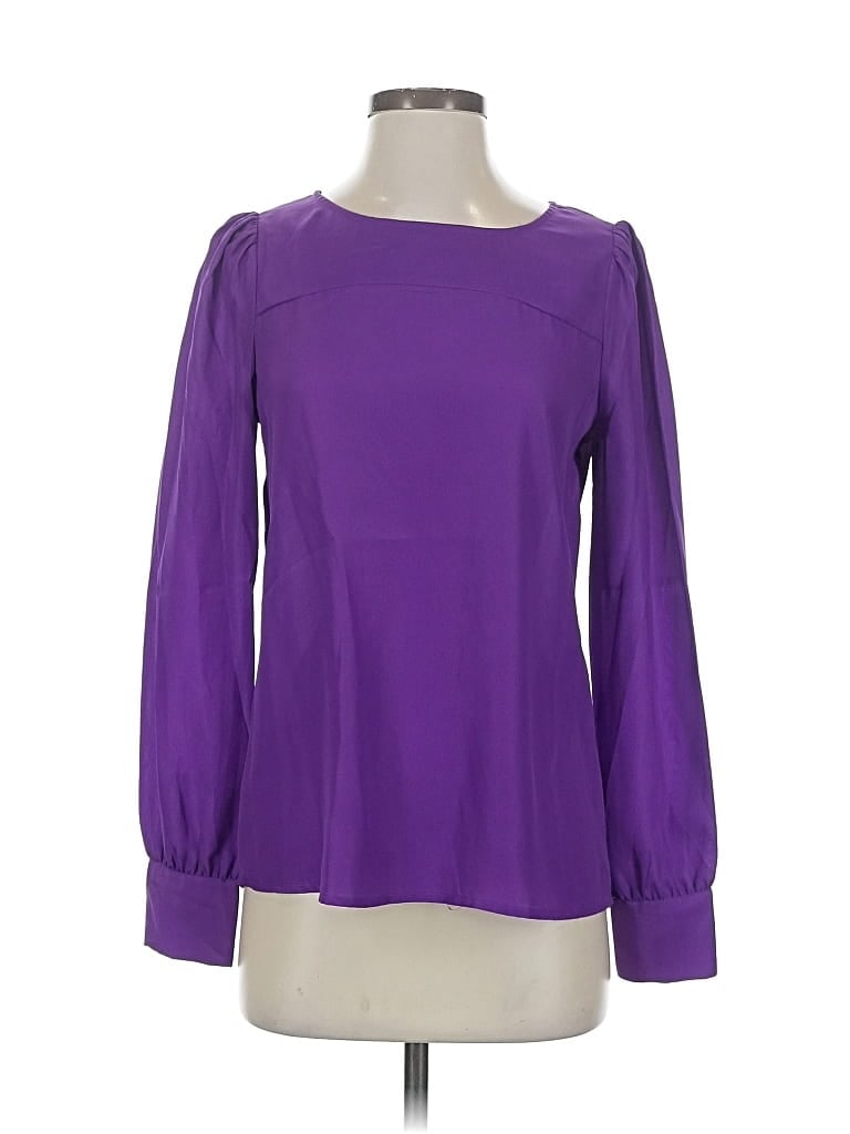 Pre-owned J.crew Factory Store Long Sleeve Blouse In Purple