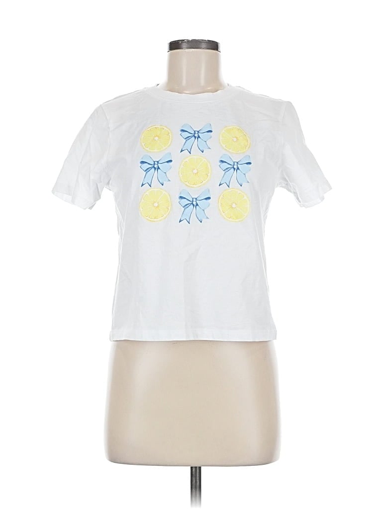 Pre-owned Francesca's Short Sleeve T-shirt In White