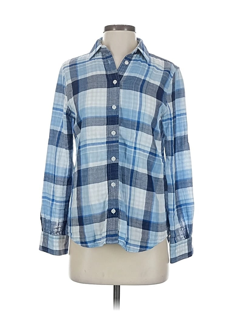 Pre-owned Lands' End Long Sleeve Button Down Shirt In Blue
