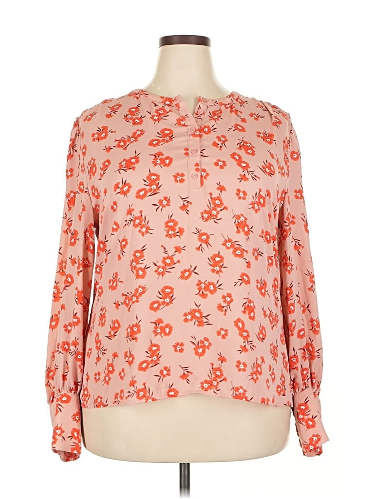 Pre-owned Ann Taylor Long Sleeve Blouse In Orange