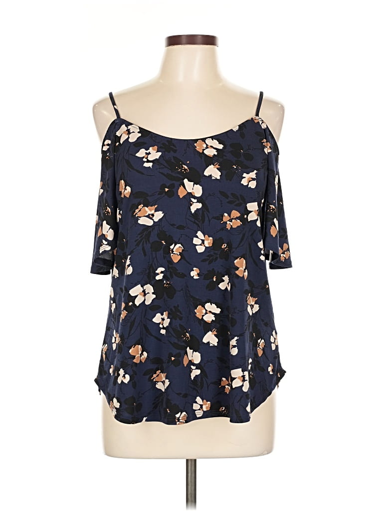 Pre-owned Kaileigh Short Sleeve Blouse In Blue