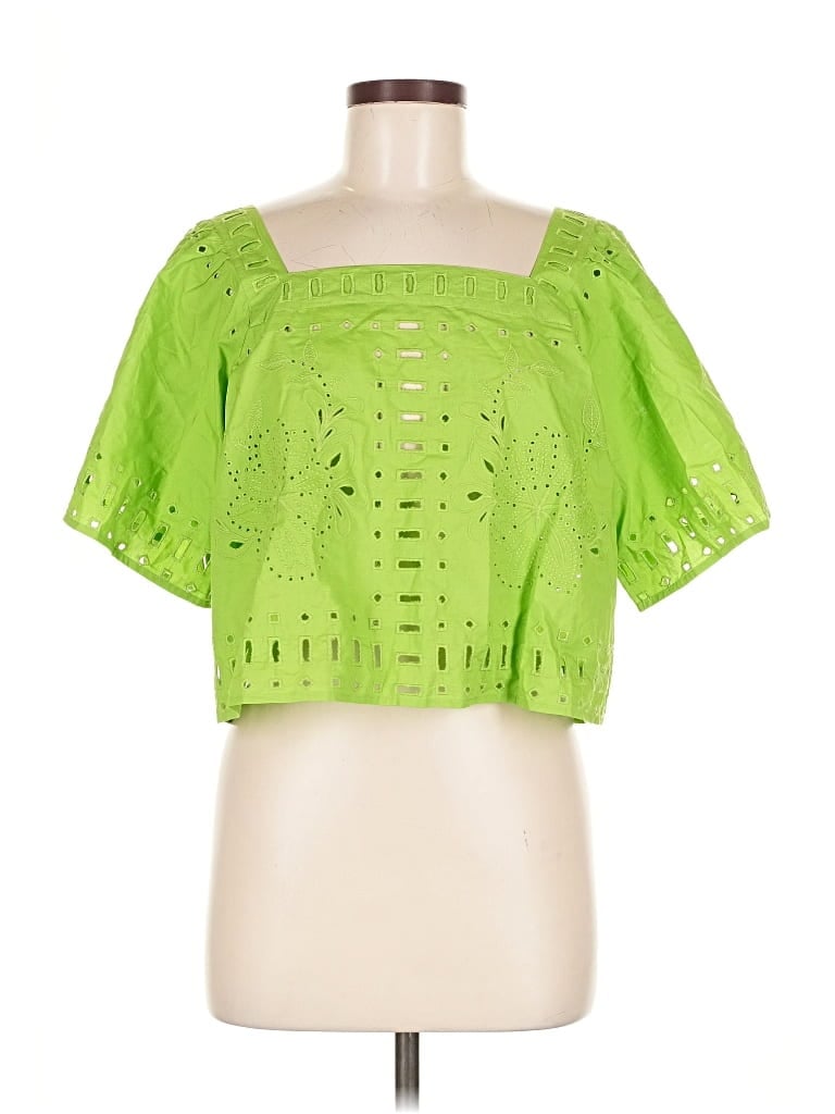 Pre-owned Rails Short Sleeve Blouse In Green