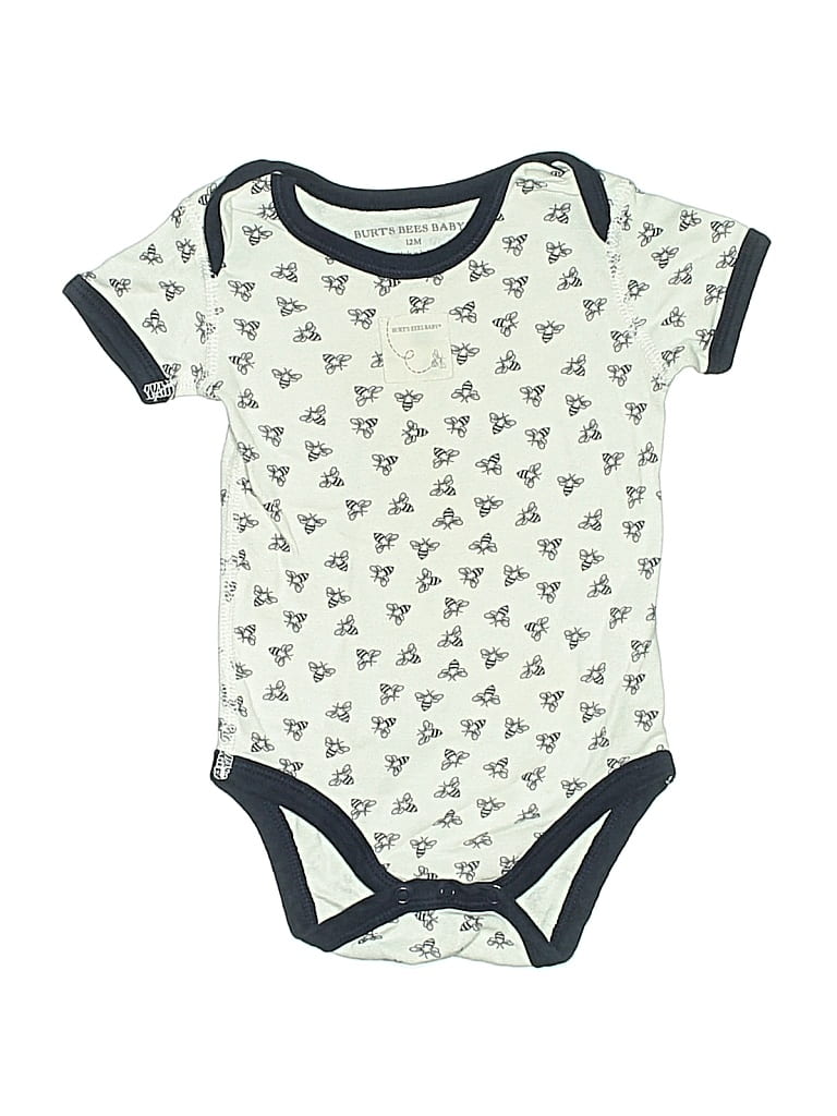 Pre-owned Burt's Bees Baby Babies' Short Sleeve Onesie In White