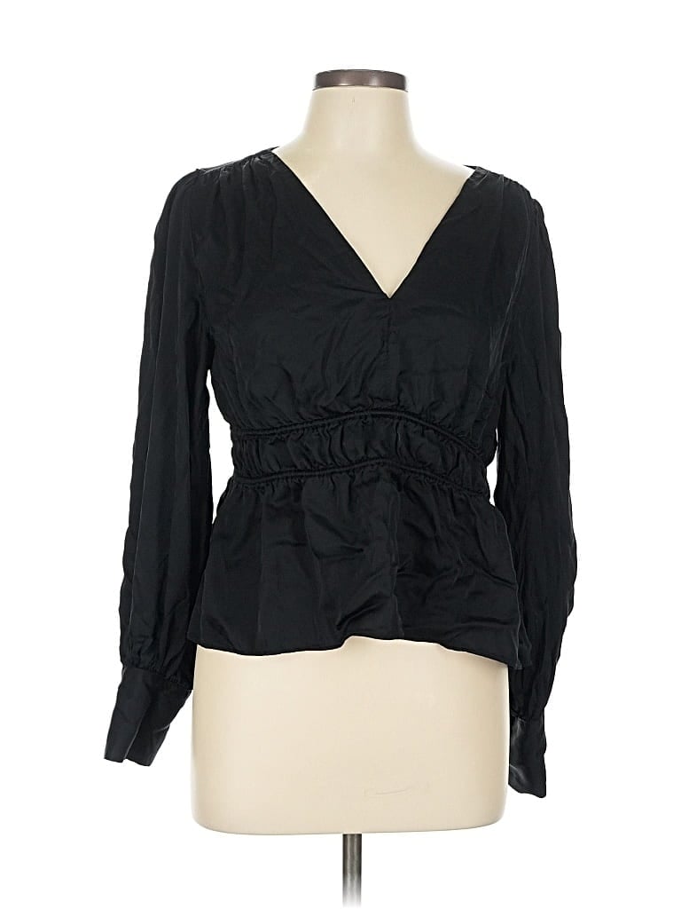 Pre-owned Madewell Long Sleeve Blouse In Black