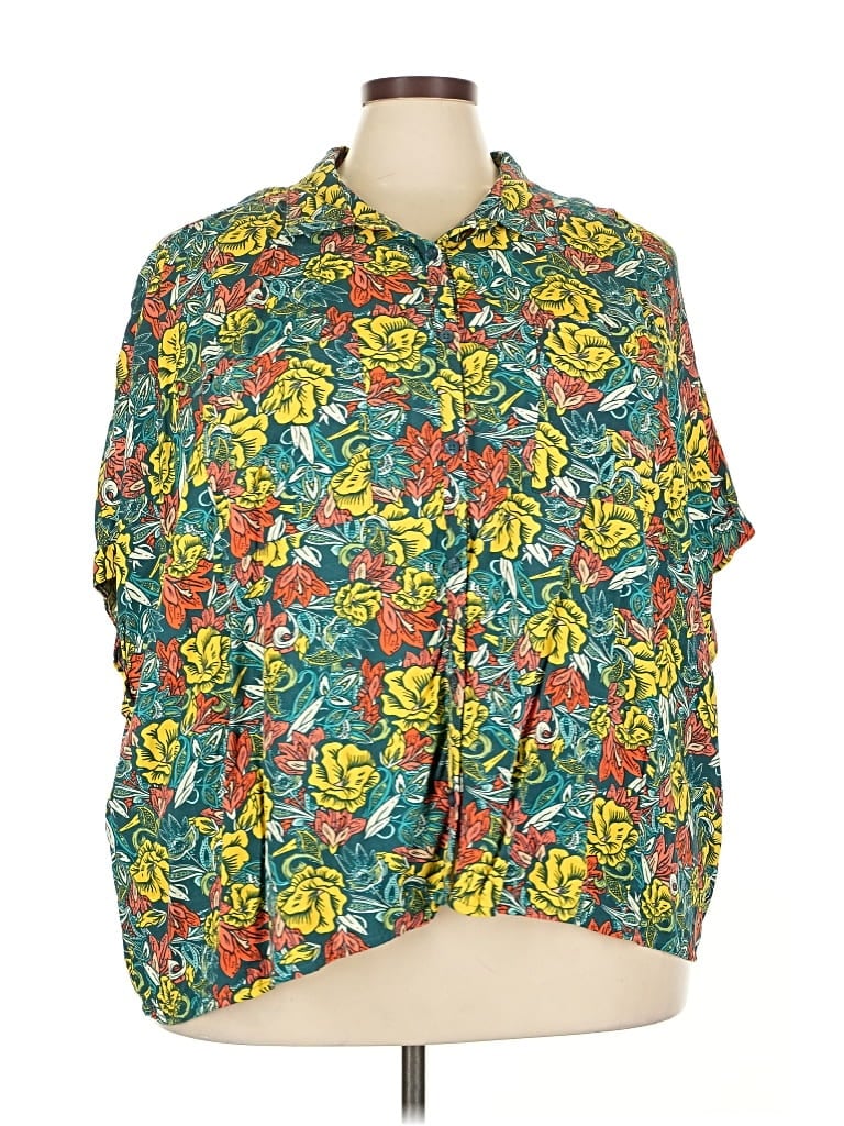 Pre-owned Lularoe 3/4 Sleeve Button Down Shirt In Blue