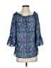 Tolani 100% Silk Blue 3/4 Sleeve Silk Top Size S - photo 1