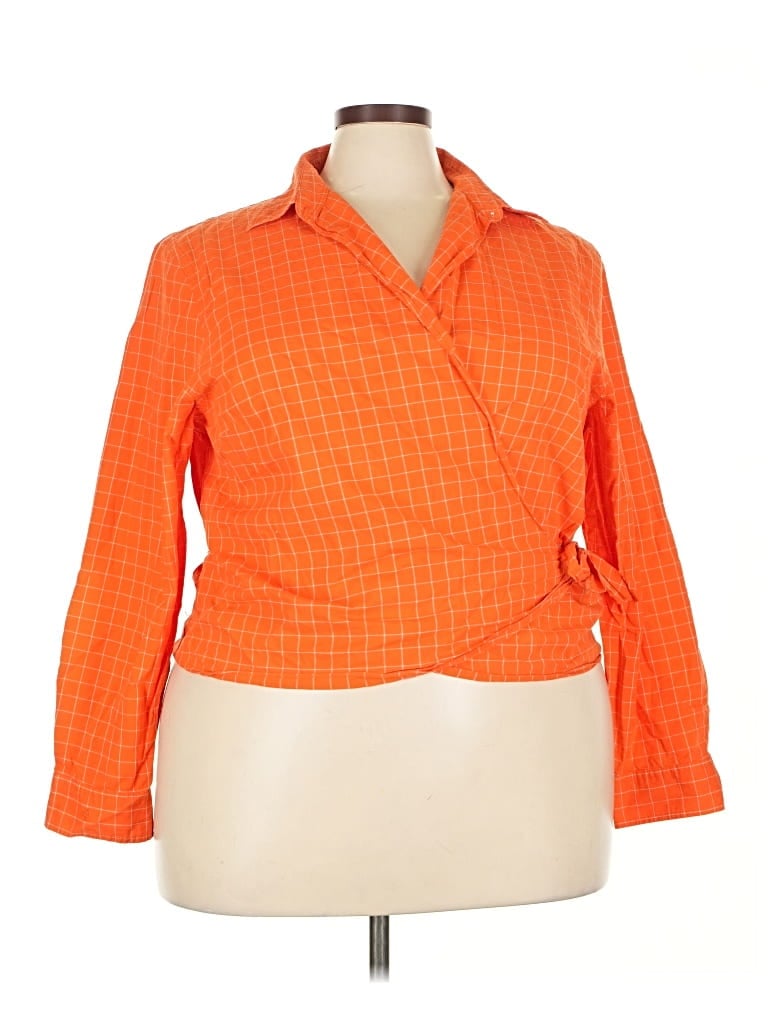 Pre-owned Polo Ralph Lauren 3/4 Sleeve Button Down Shirt In Orange