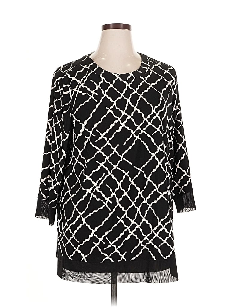 Pre-owned Anne Klein 3/4 Sleeve Blouse In Black