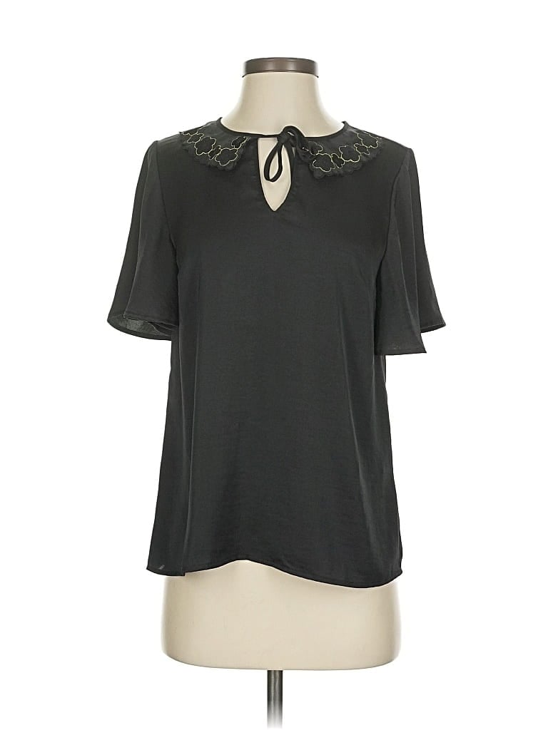 Pre-owned Modcloth Short Sleeve Blouse In Gray