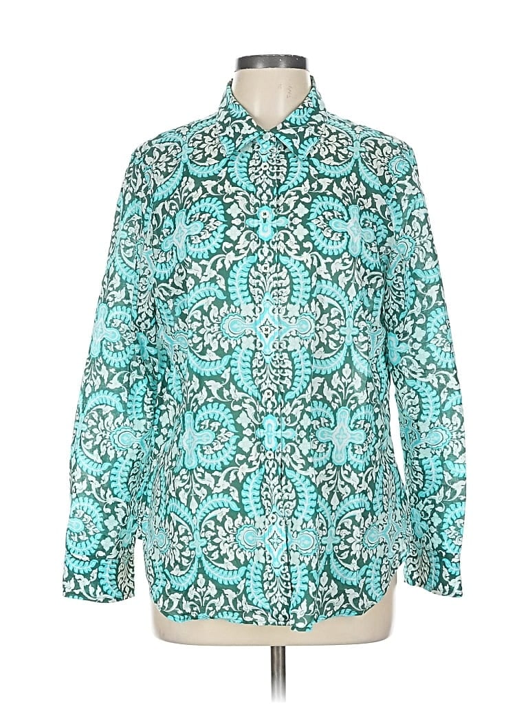 Pre-owned Talbots Long Sleeve Button Down Shirt In Blue