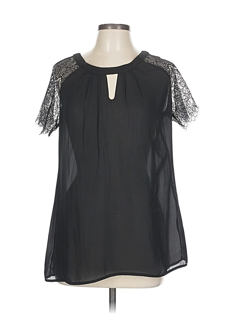 Pre-owned Assorted Brands Short Sleeve Blouse In Black
