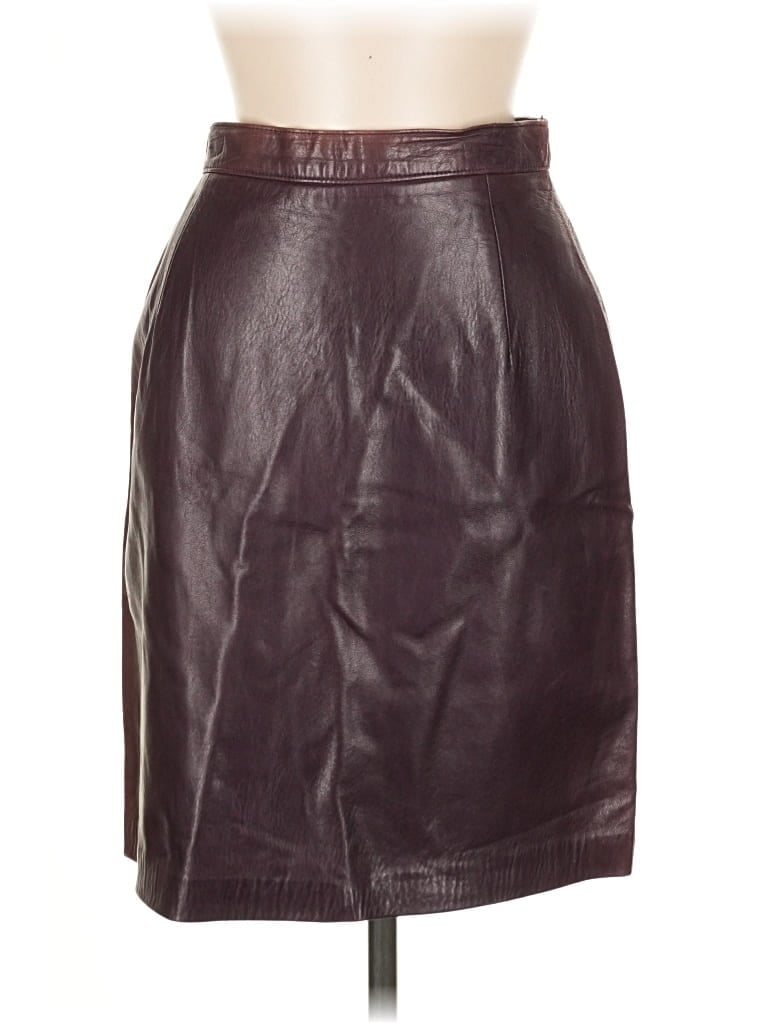 Pre-owned Henri Bendel Faux Leather Skirt In Burgundy
