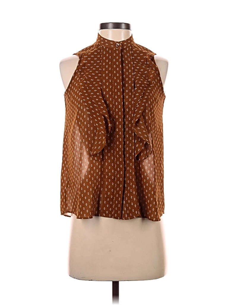 Pre-owned Ann Taylor Sleeveless Blouse In Brown