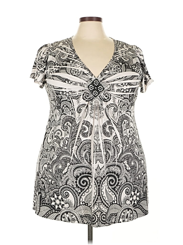 Pre-owned Apt. 9 Short Sleeve Blouse In Silver