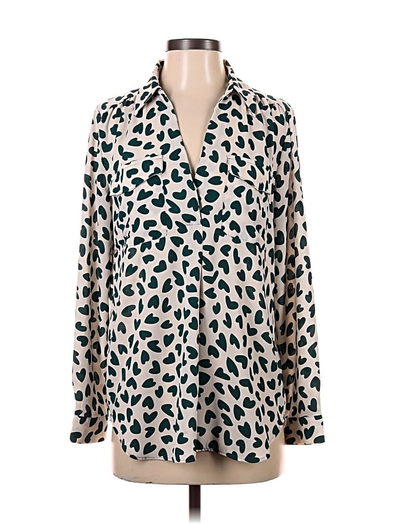 Pre-owned Ann Taylor Long Sleeve Blouse In White