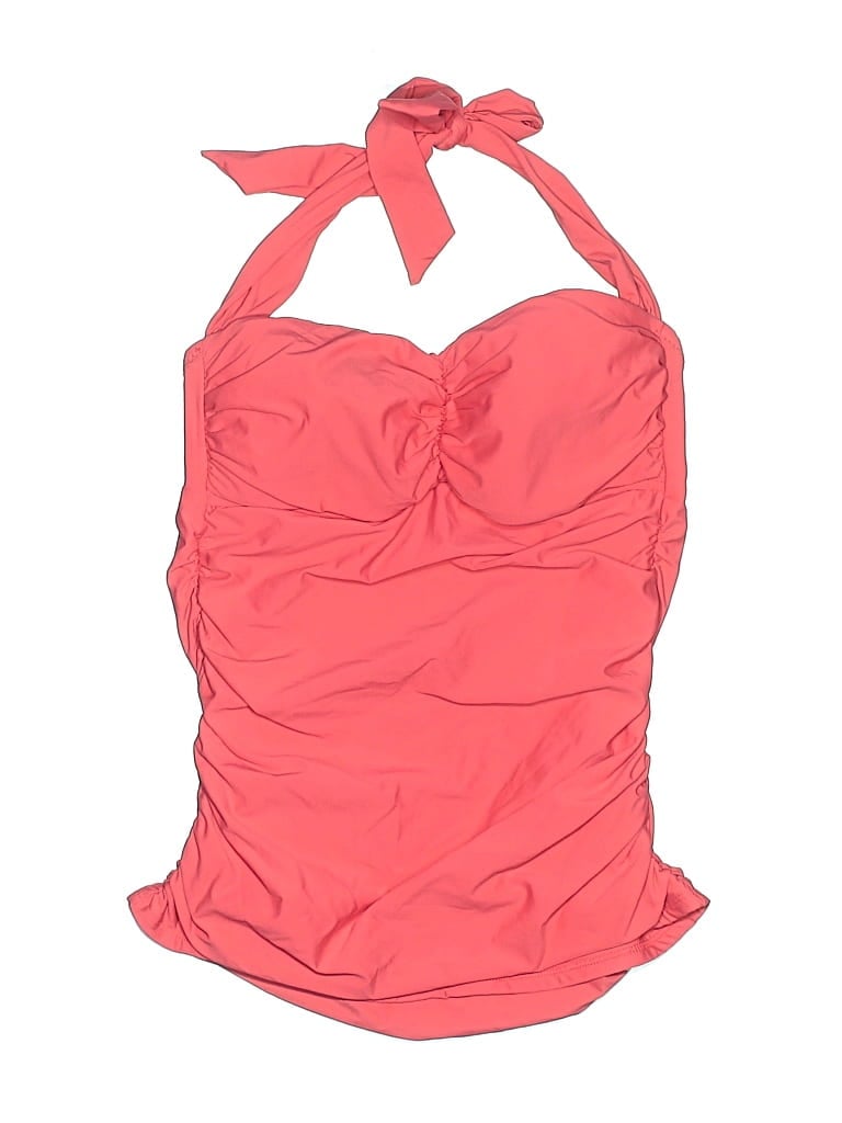 Pre-owned Helen Jon Swimsuit Top Pink Solid Pattern Swimwear