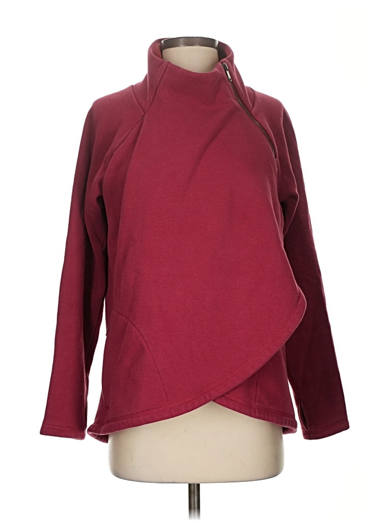 Pre-owned Athleta Cardigan Sweater In Burgundy