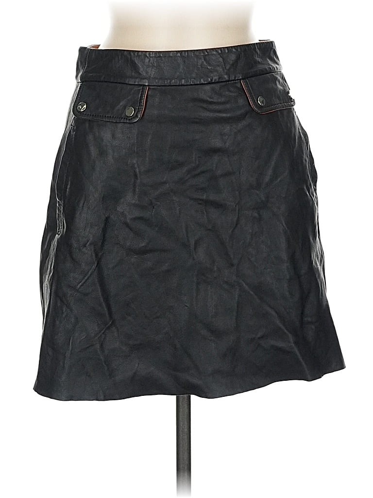 Pre-owned Zara Faux Leather Skirt In Black
