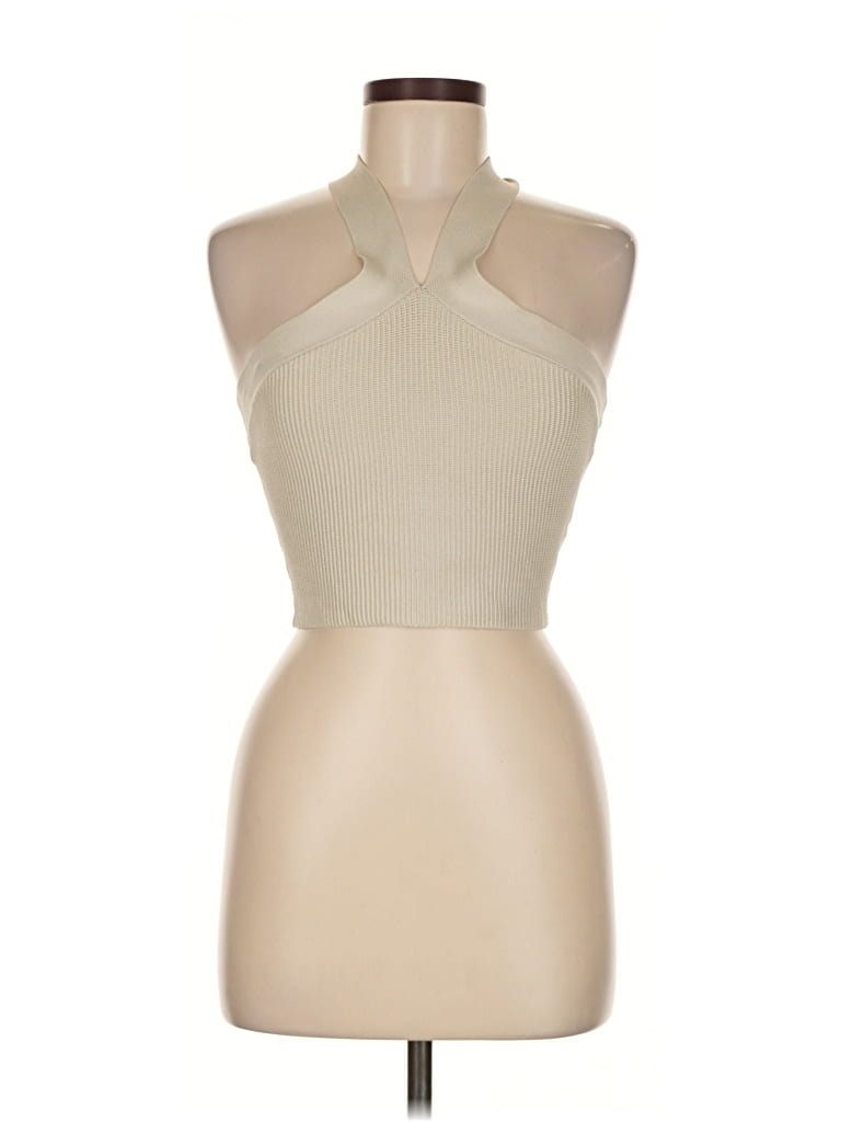 Pre-owned Babaton Tank Top Tan Halter Neckline Tops In Brown