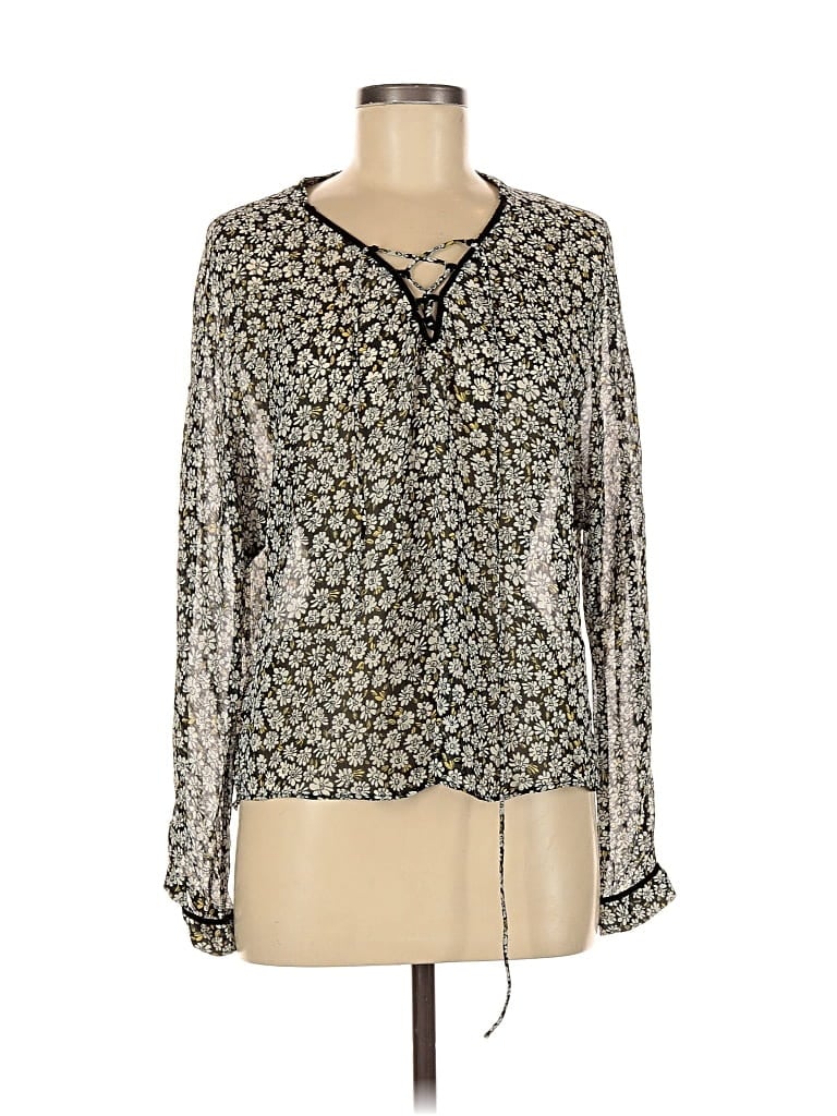 Pre-owned Zara Basic Long Sleeve Blouse In Gray