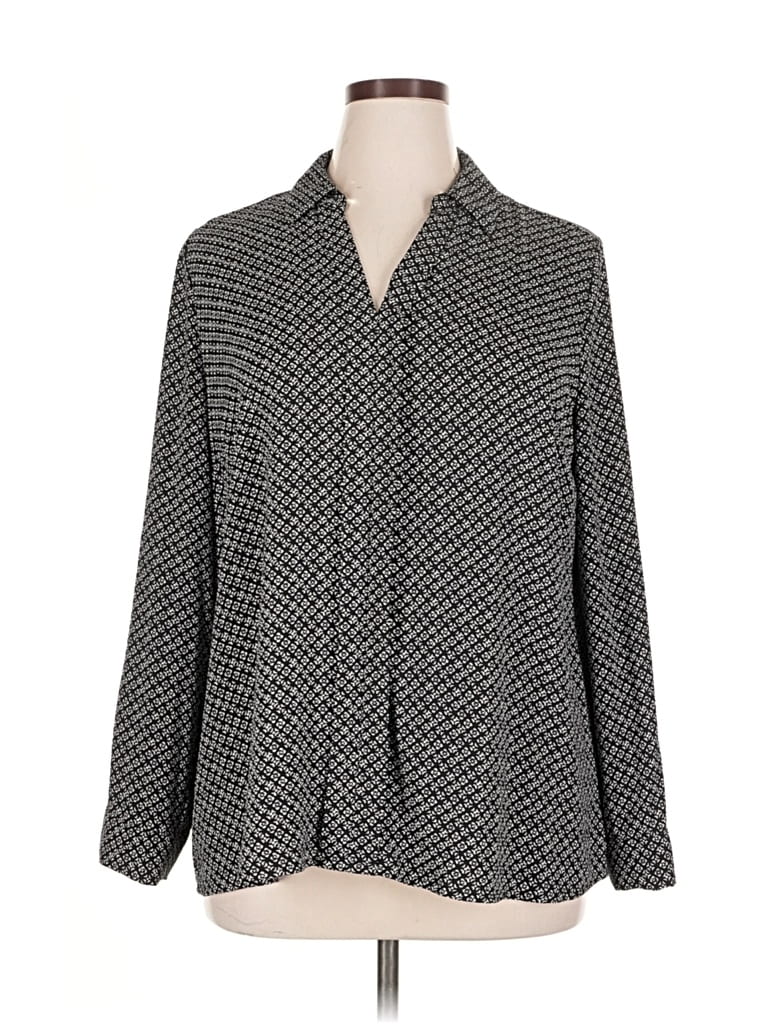 Pre-owned Croft & Barrow 3/4 Sleeve Blouse In Gray