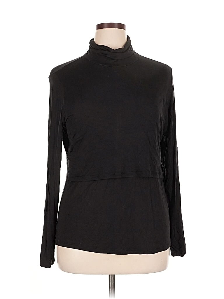 Pre-owned H&m Long Sleeve Top Black Turtleneck Tops