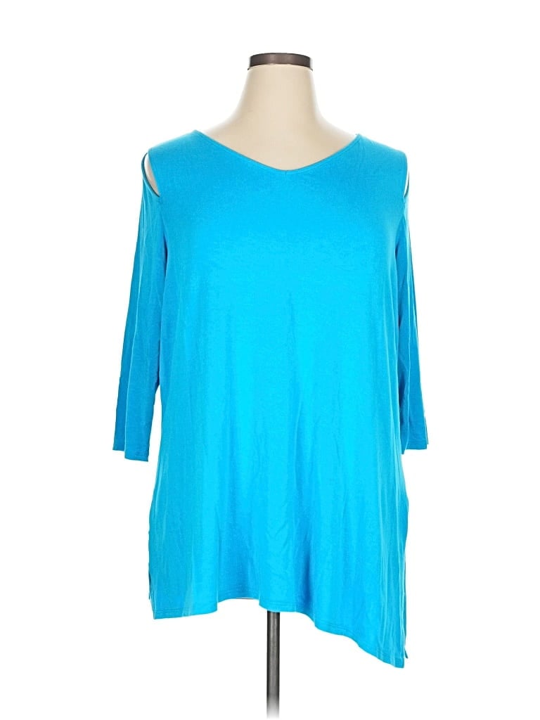 Pre-owned Belle By Kim Gravel 3/4 Sleeve T-shirt In Blue