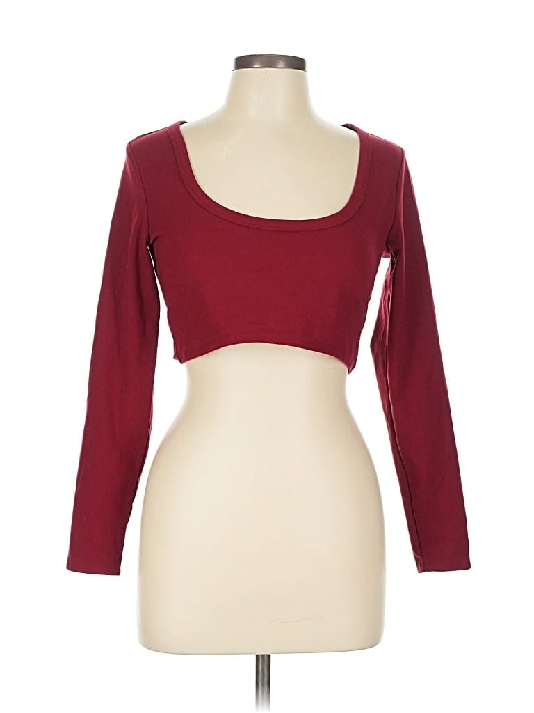 Pre-owned Wild Fable 3/4 Sleeve T-shirt In Burgundy