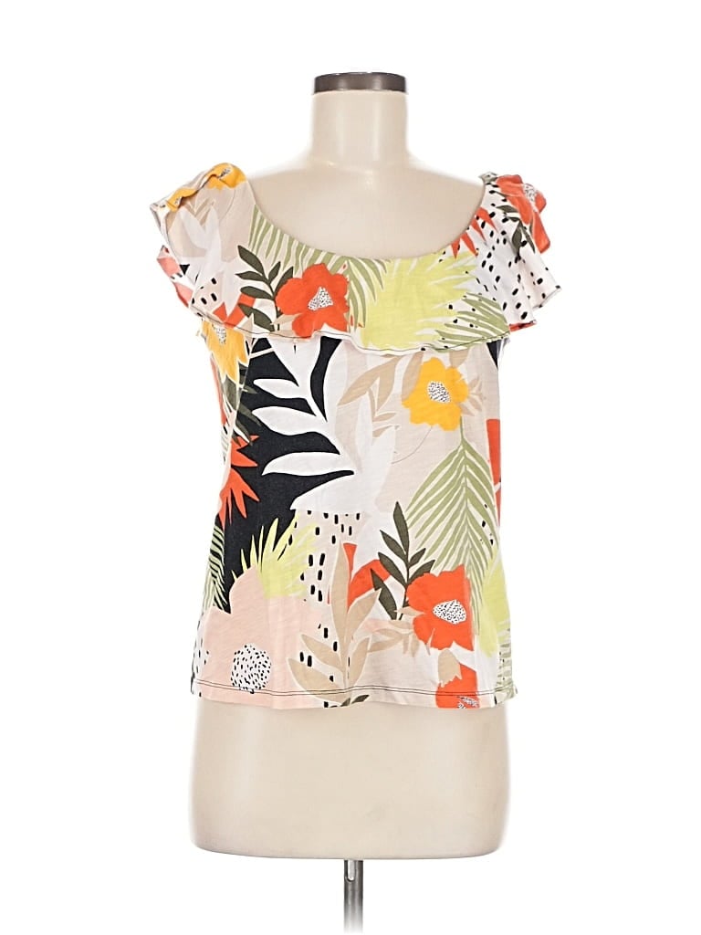 Pre-owned Ann Taylor Loft Short Sleeve Blouse In Orange