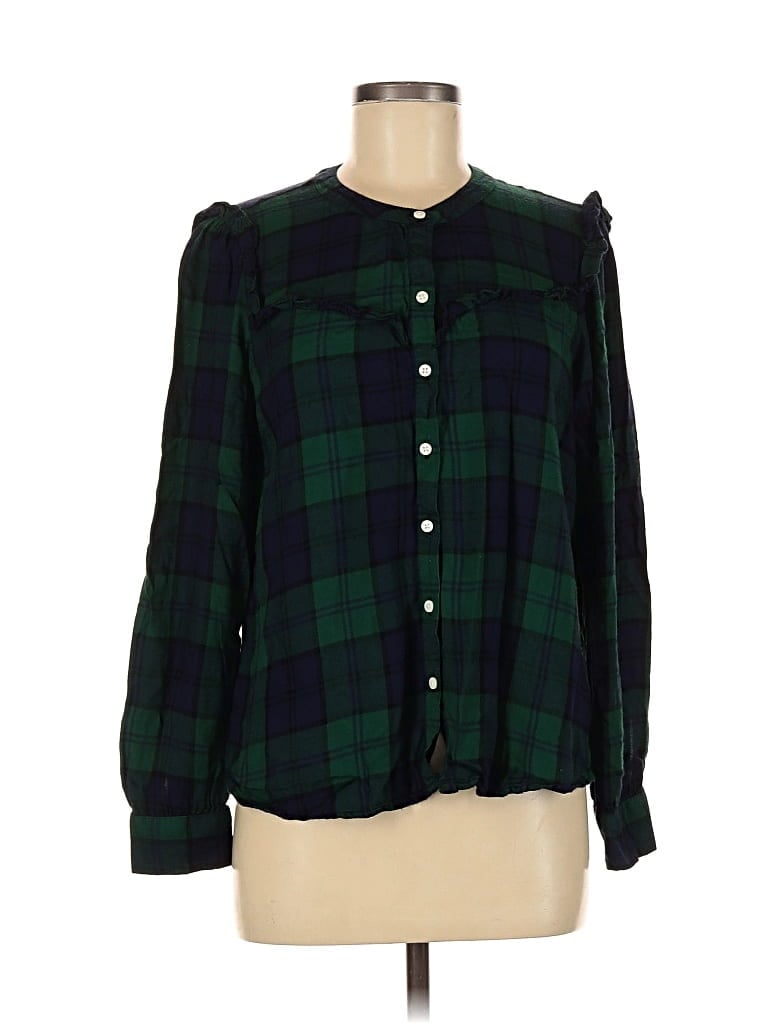 Pre-owned Old Navy Long Sleeve Blouse In Green