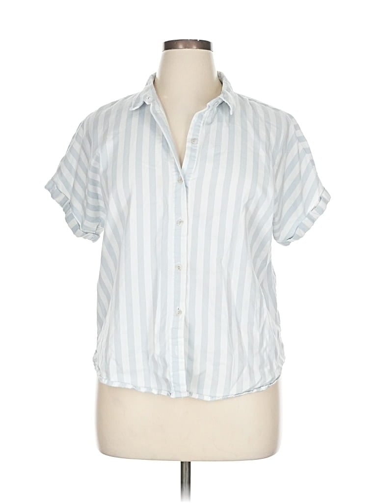 Pre-owned Universal Thread Short Sleeve Blouse In Blue