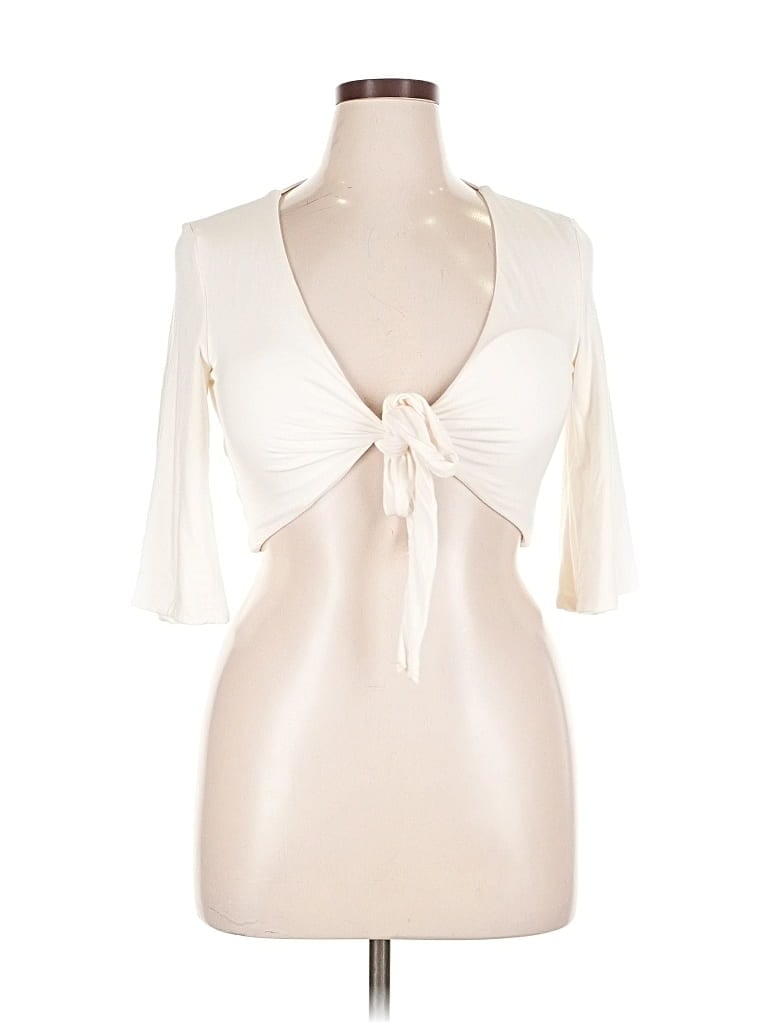 Pre-owned Klassy Network 3/4 Sleeve Blouse In White