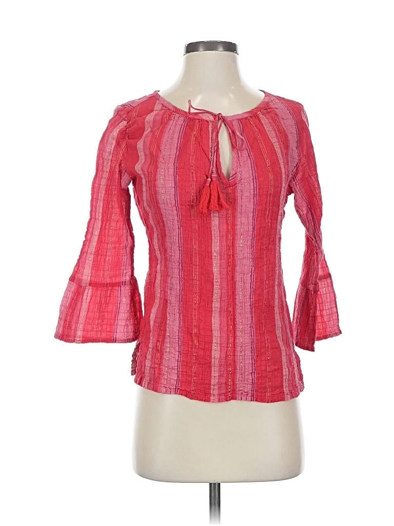 Pre-owned Tommy Bahama 3/4 Sleeve Blouse In Pink