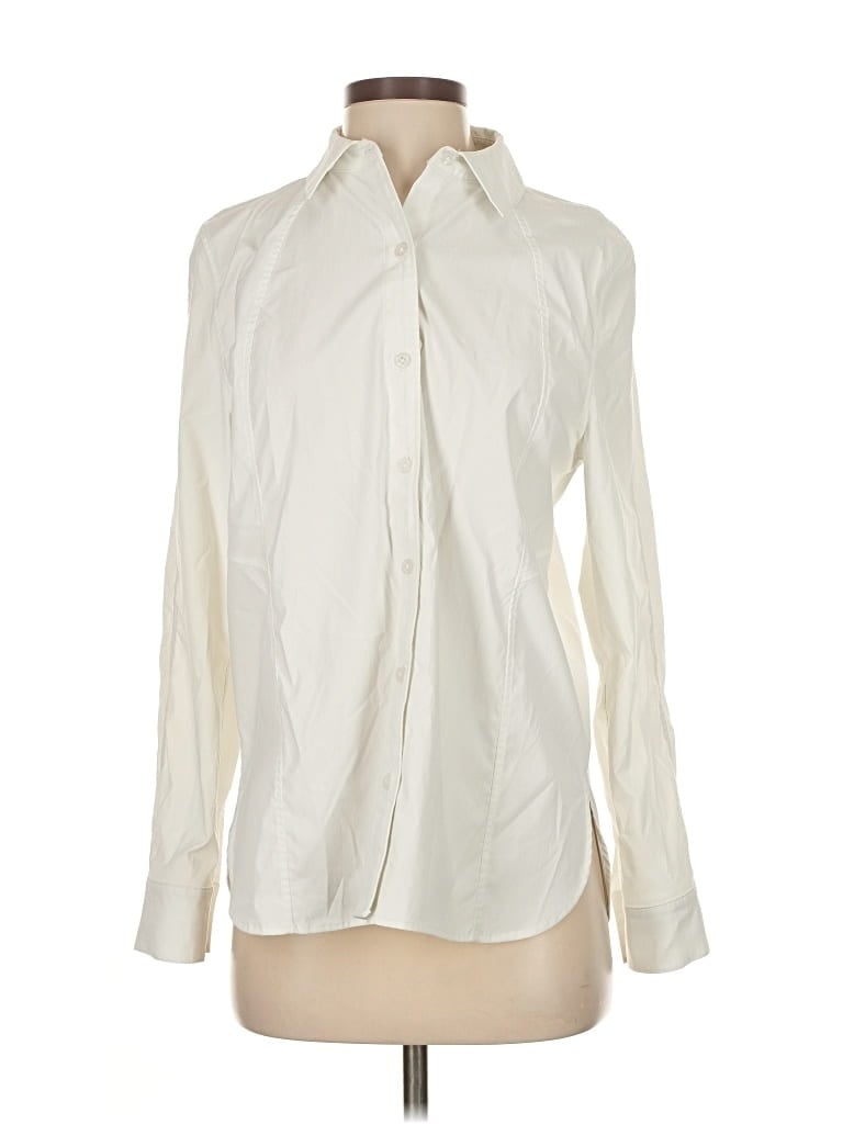 Pre-owned Athleta Long Sleeve Blouse In White