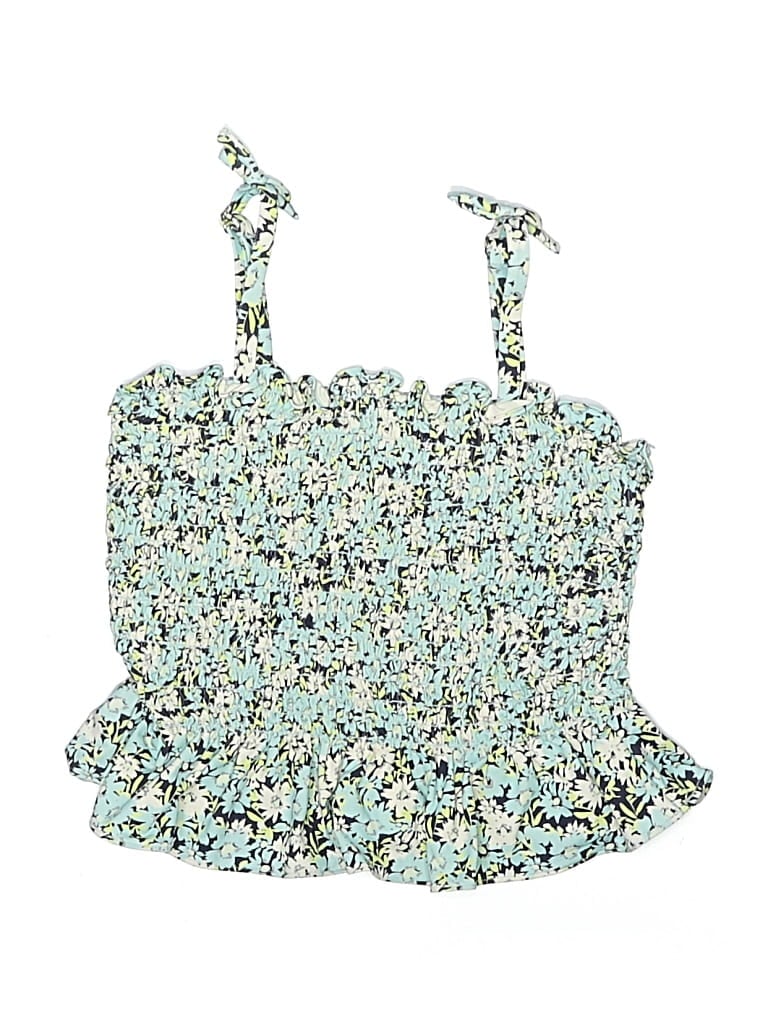 Pre-owned Vineyard Vines Tank Top Green Floral Pattern Tops