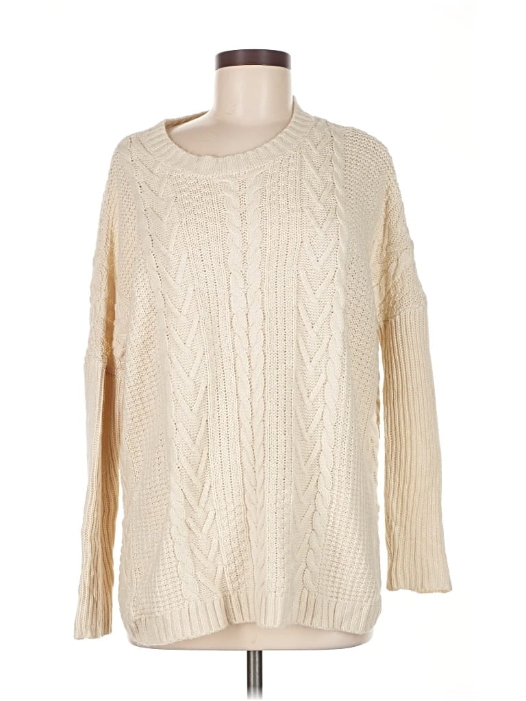 Pre-owned Natural Reflections Pullover Sweater In White