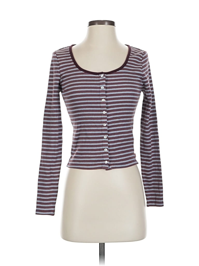 Pre-owned Levi's Long Sleeve Top Burgundy Sweetheart Neckline Tops